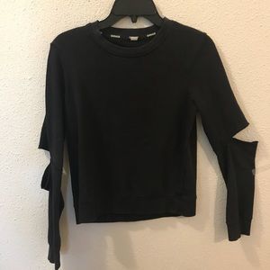 Black Sweatshirt with Cutout Elbows